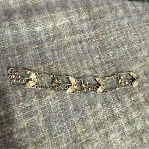 Vintage Gold Plated Panel Leaf Bracelet